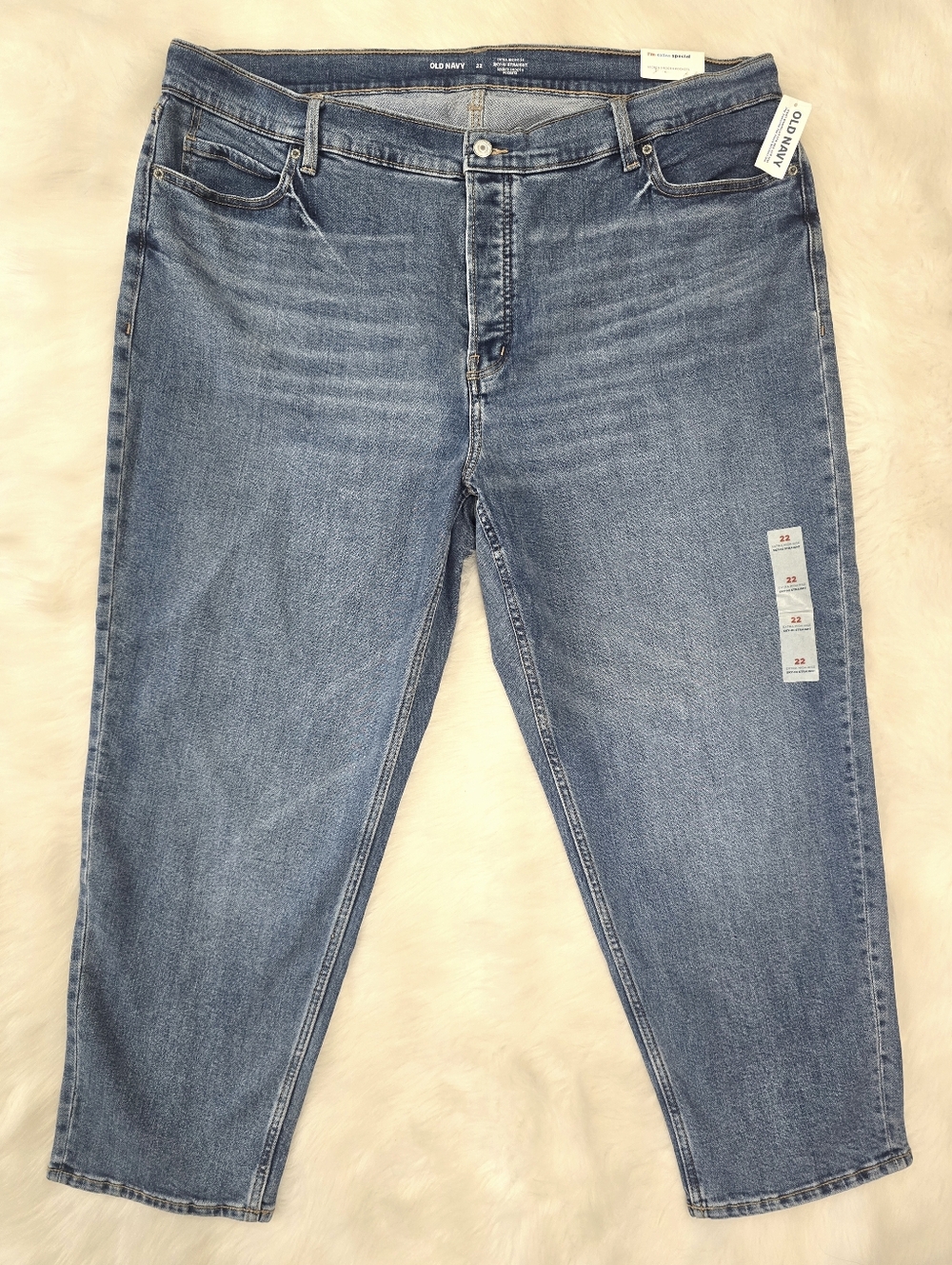 Old Navy Extra High Rise Sky-Hi Straight Button-Fly Jeans Size 22